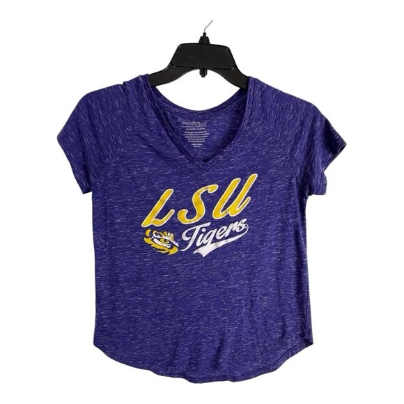 LSU Womens Shirt Activewear Size Small Tee V Neck Tigers Short Sleeve Stretch - Picture 3 of 6